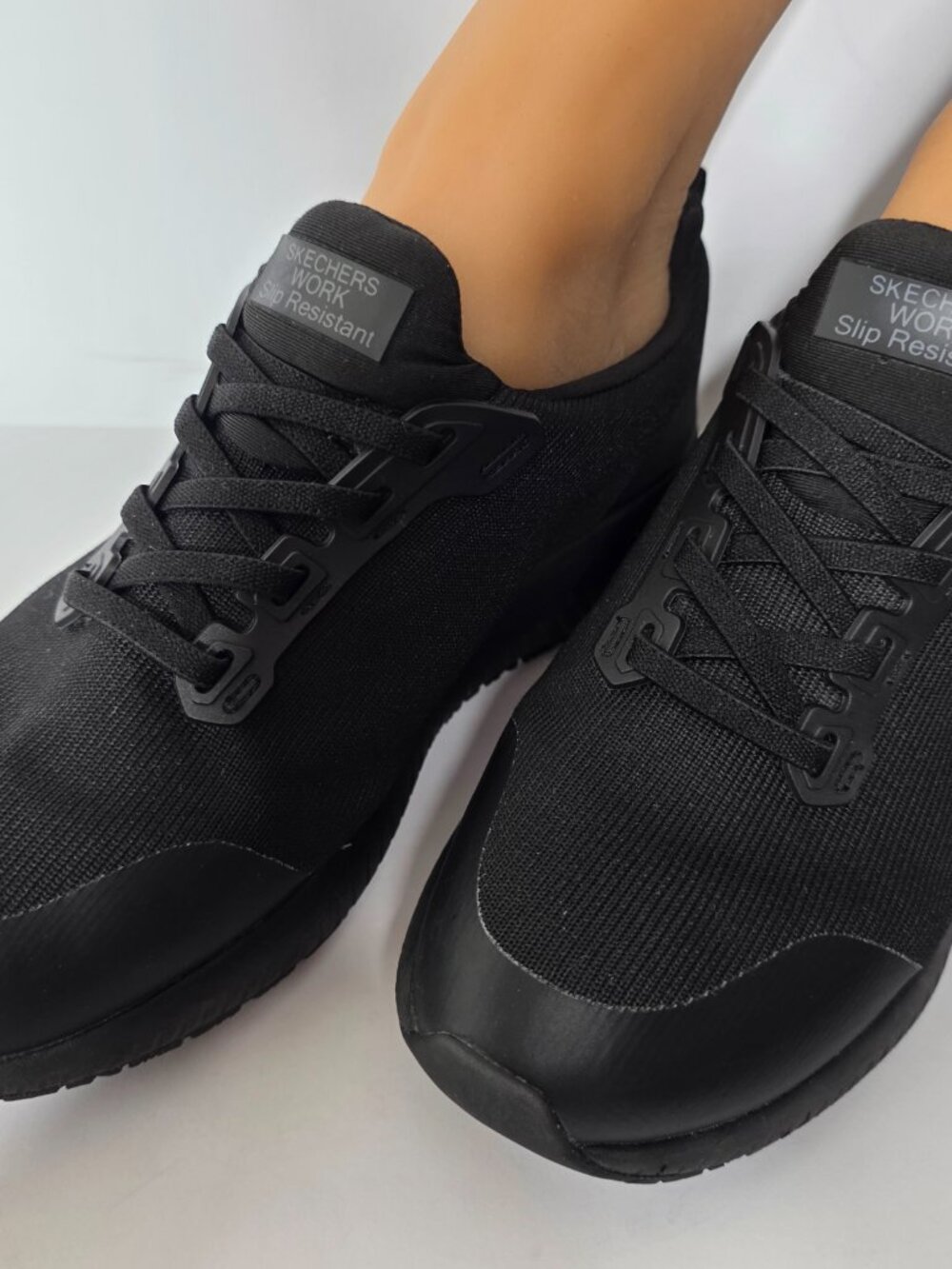 Skechers Work Squad SR Slip Resistant Black Sneakers, Women's Size 6.5 Wide